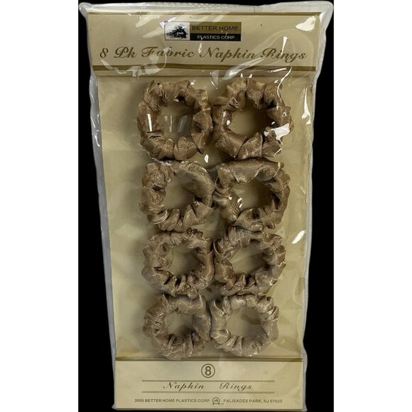 Better Home Tan Fabric Napkin Rings Set of 8 – Rustic Table Decor Wedding Party - Picture 1 of 3